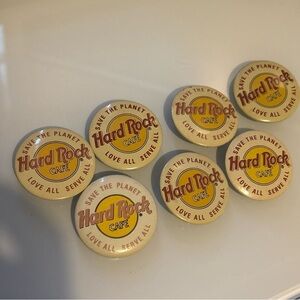 Vintage Hard Rock Cafe Button Pins Lot of 7